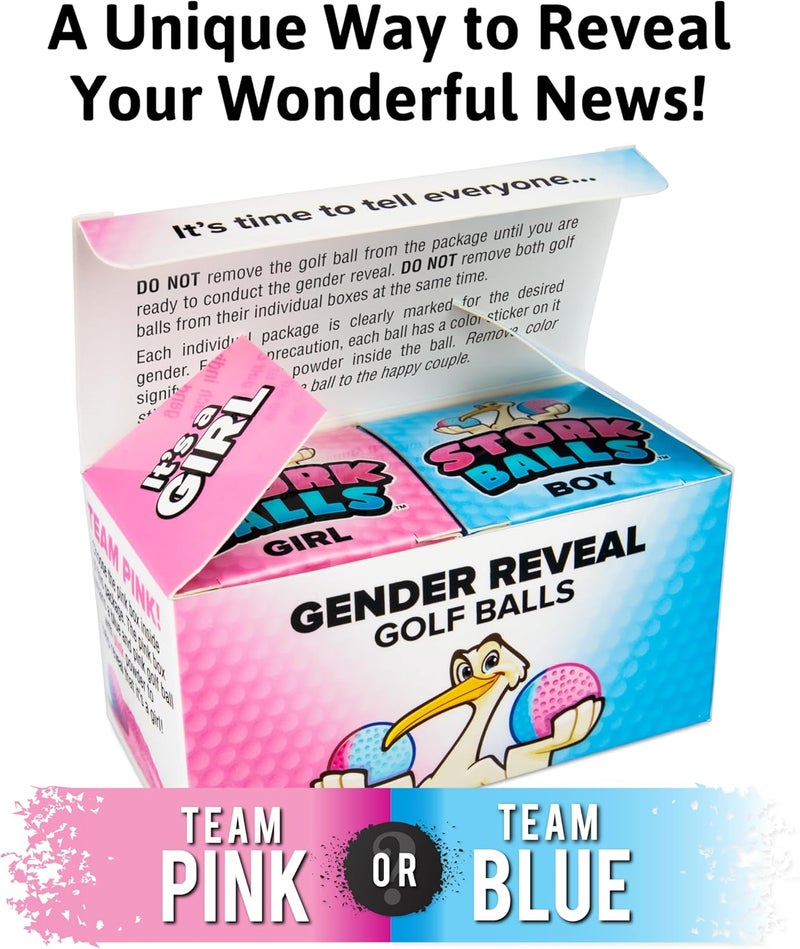Party Smith Gender Reveal Golf Ball (2 Pack) - Exploding Golf Balls with Pink and Blue Powder for Team Baby Boy or Girl - Decorations Ideas Gifts Games Stuff - Globos para Revelacion De Sexo De Bebe - Image 4